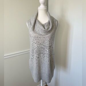 Zara Angora Blend Sequin Cowl Sleeveless Sweater M
